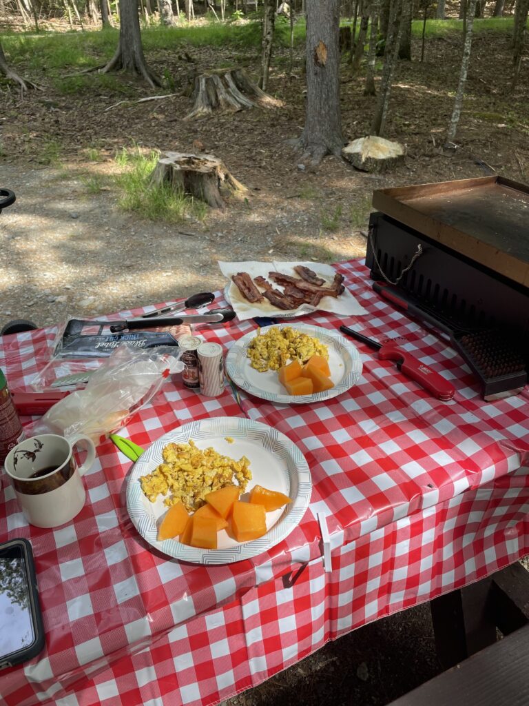 first camping trip, camp cooking